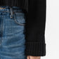 BLACK CROPPED KNITTED QUARTER ZIP
