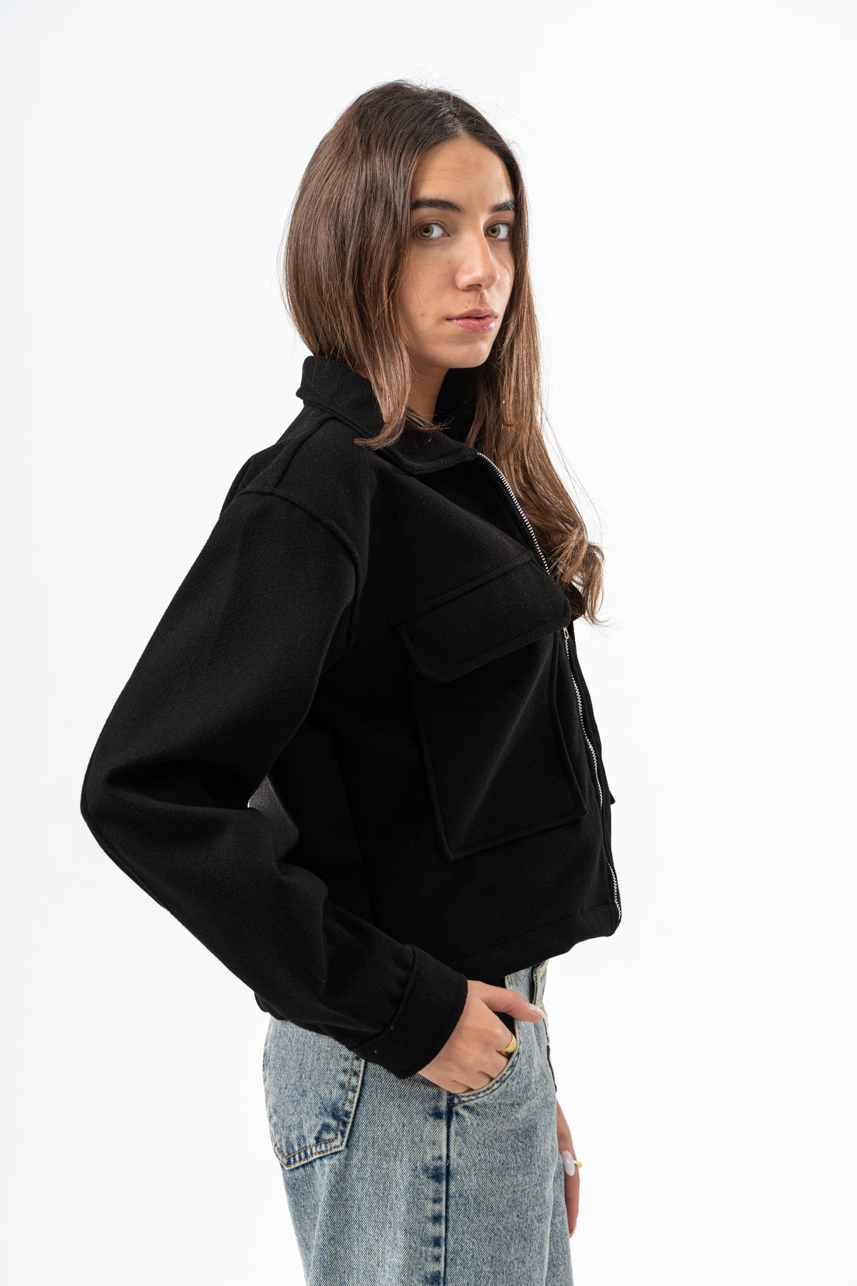 WOMEN BLACK WOOL JACKET
