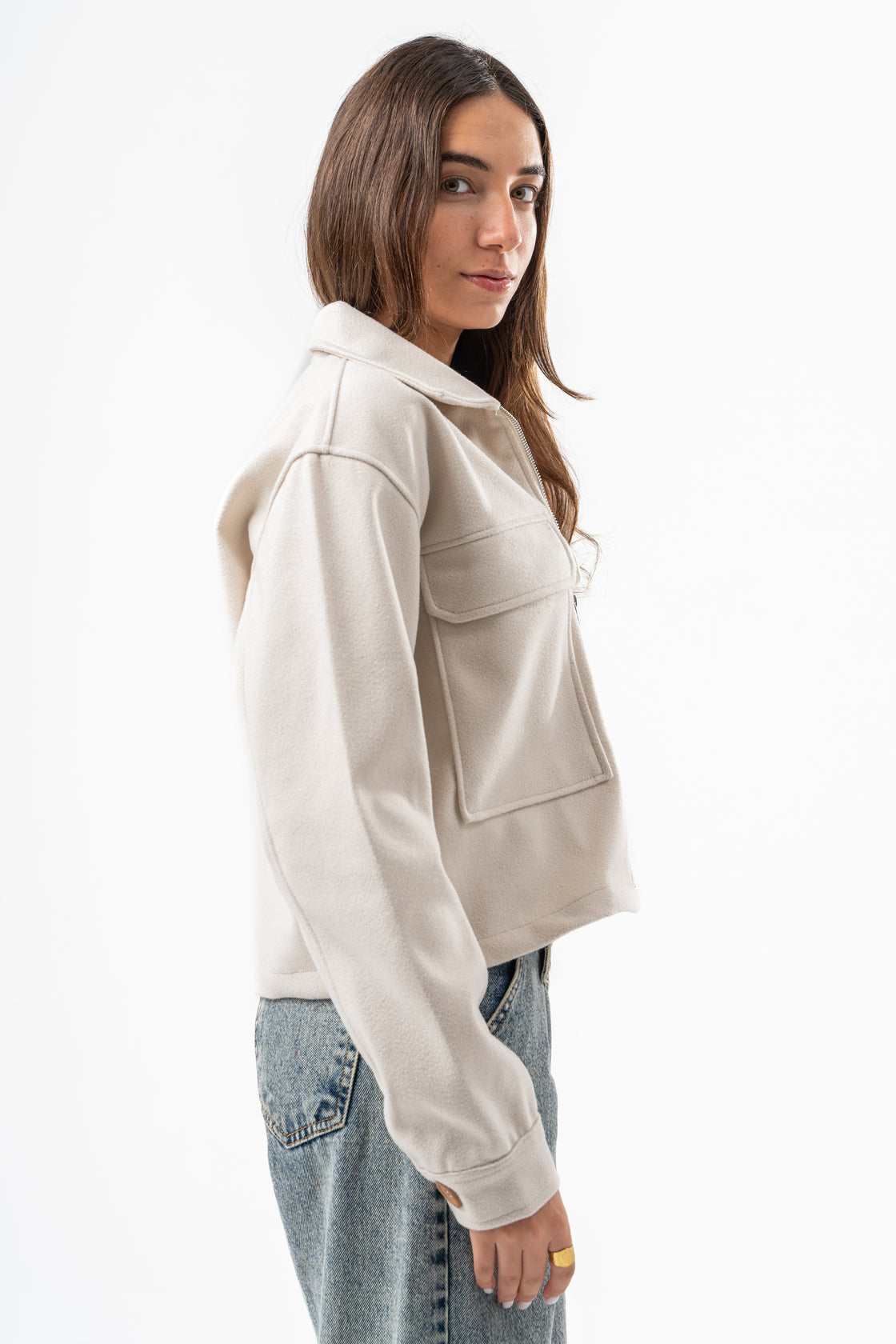 WOMEN LIGHT BEIGE WOOL JACKET