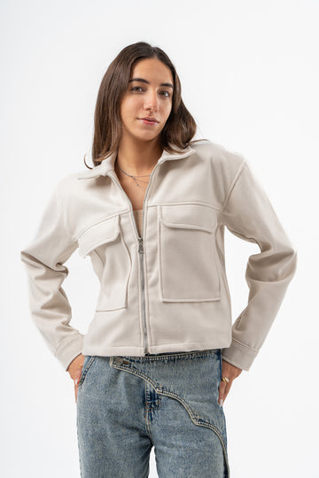 WOMEN LIGHT BEIGE WOOL JACKET