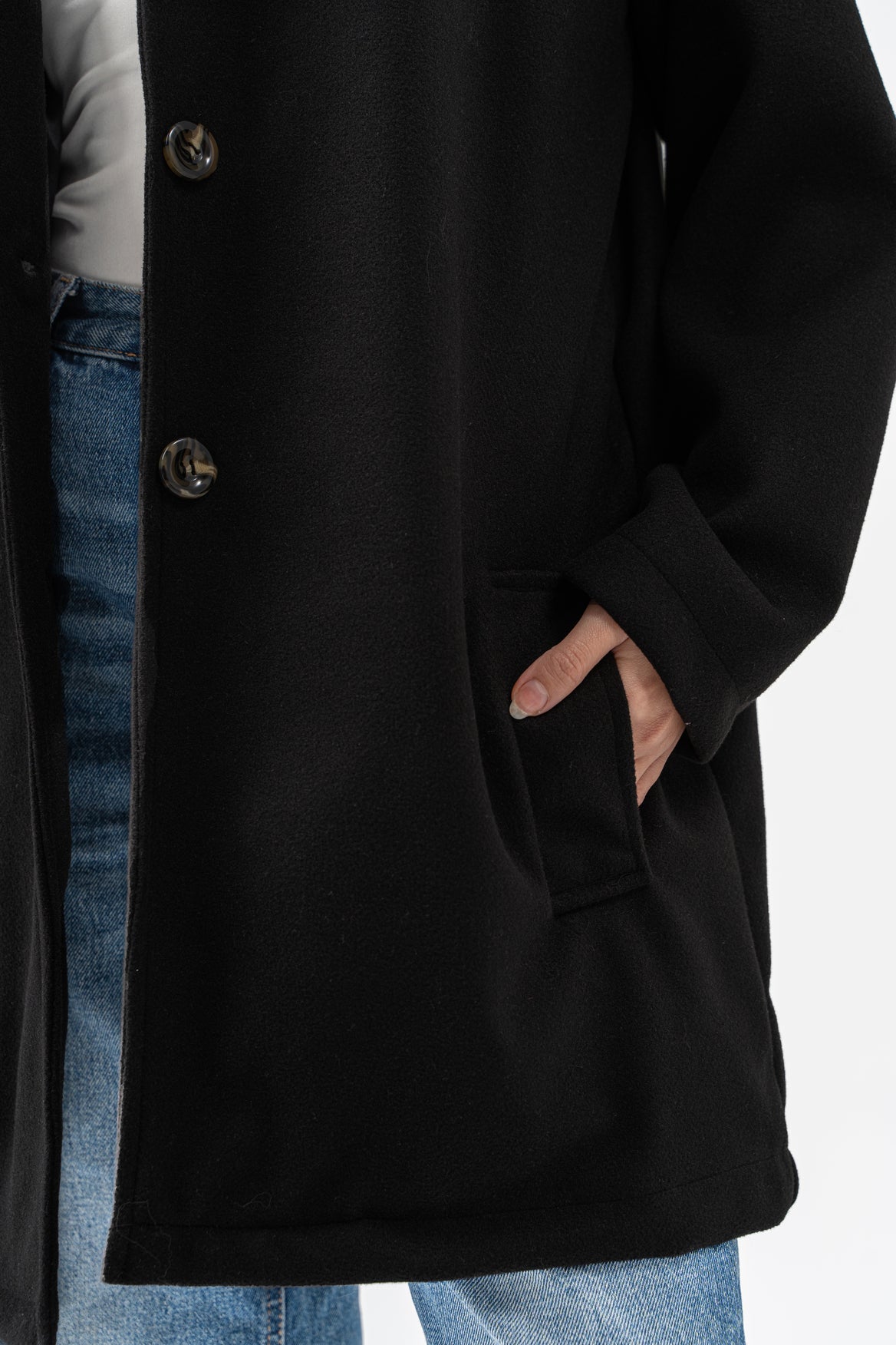 WOMEN BLACK WOOL COAT