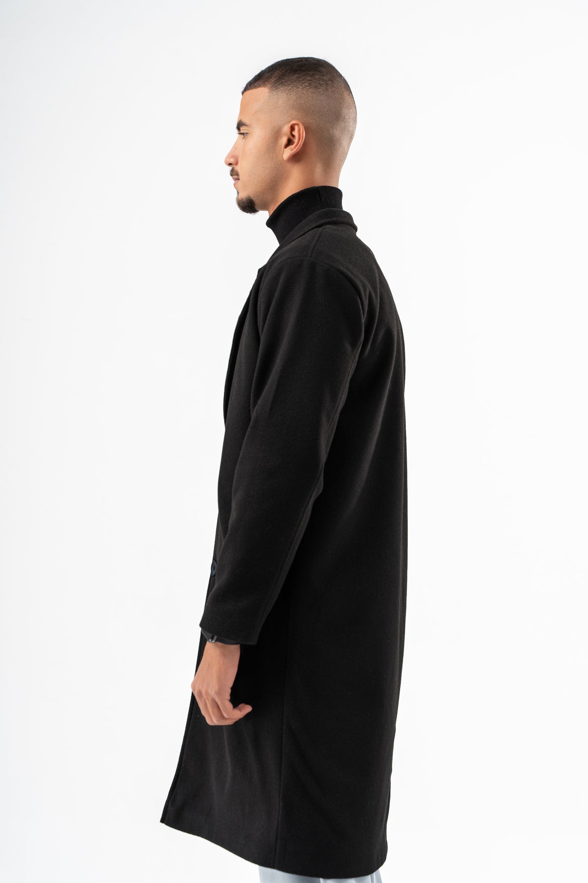 MEN BLACK WOOL COAT