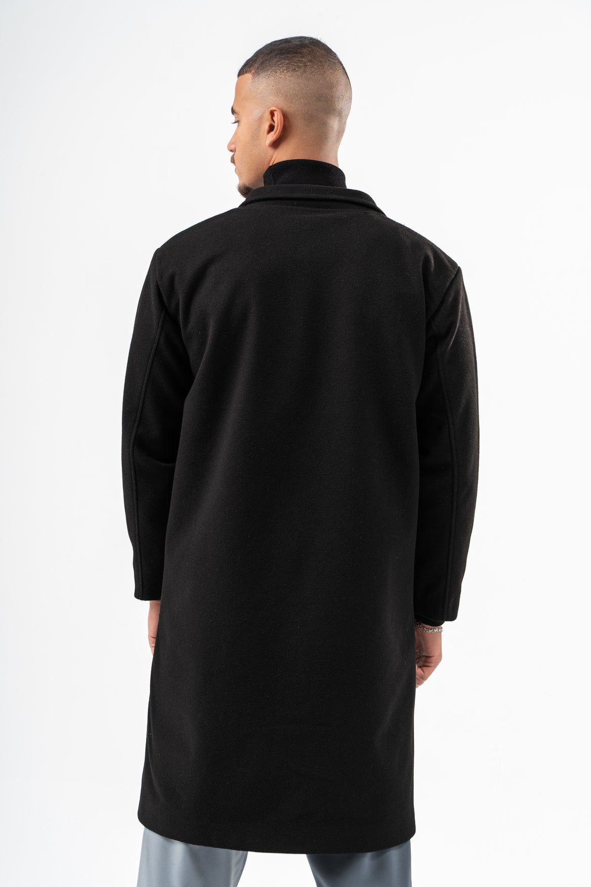 MEN BLACK WOOL COAT