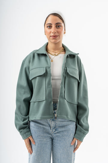 WOMEN MINT GREEN WOOL JACKET