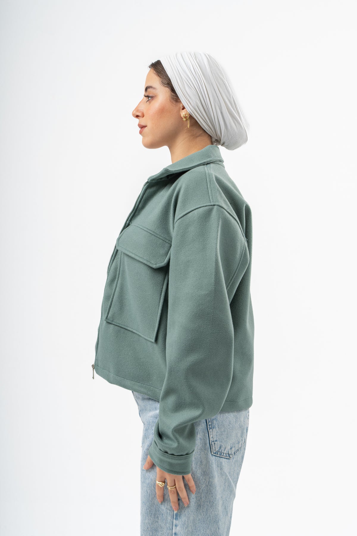 WOMEN MINT GREEN WOOL JACKET