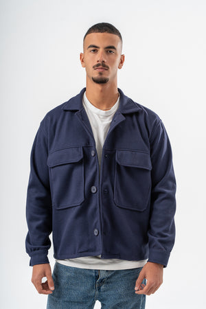 MEN NAVY BLUE WOOL SHORT COAT