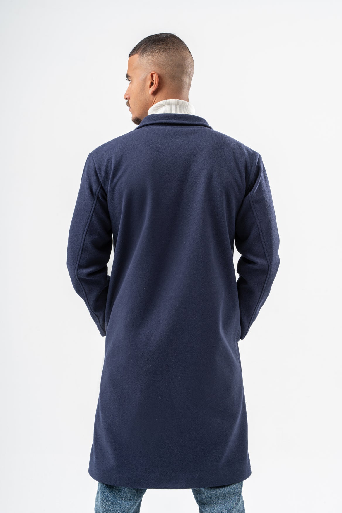 MEN NAVY WOOL COAT