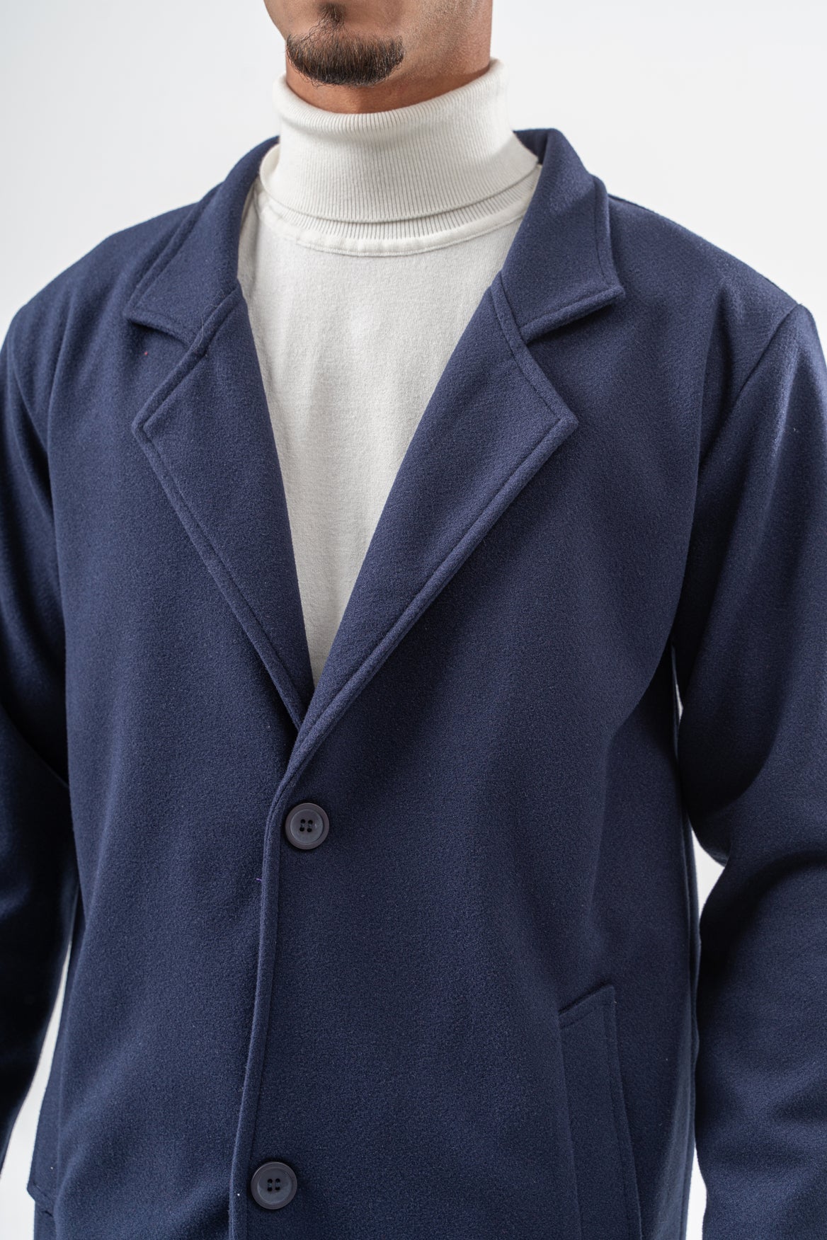 MEN NAVY WOOL COAT
