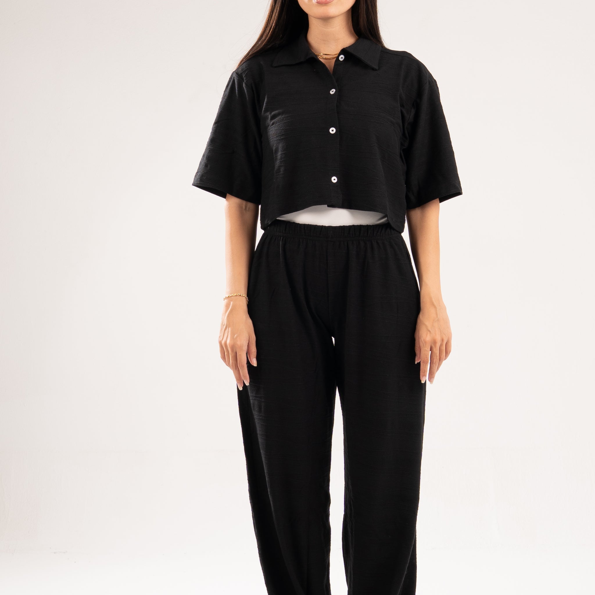 BLACK WAVE TEXTURED PANTS