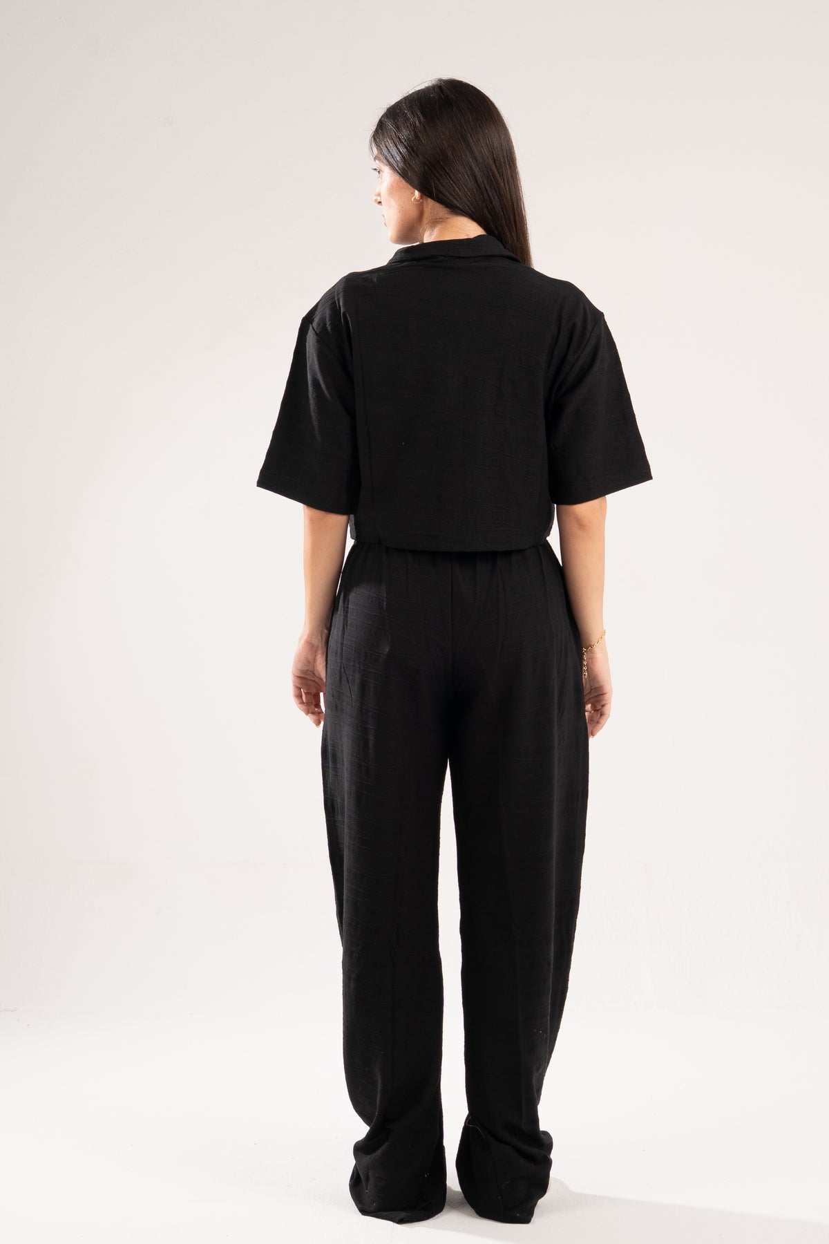 BLACK WAVE TEXTURED PANTS