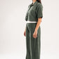 DARK GREEN WAVE TEXTURED PANTS