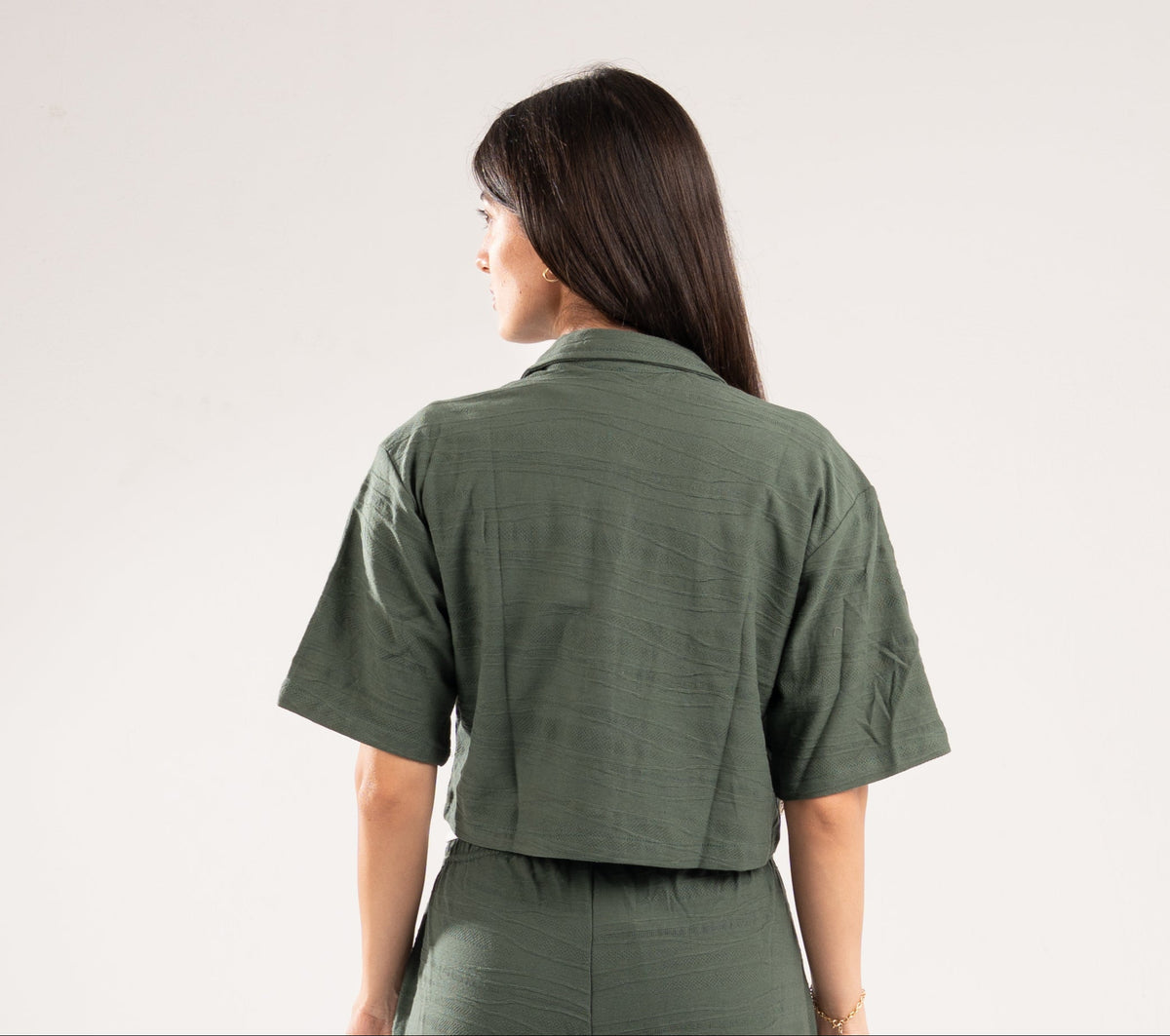 DARK GREEN WAVE TEXTURED SHIRT