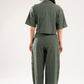 DARK GREEN WAVE TEXTURED PANTS