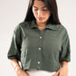 DARK GREEN WAVE TEXTURED SHIRT