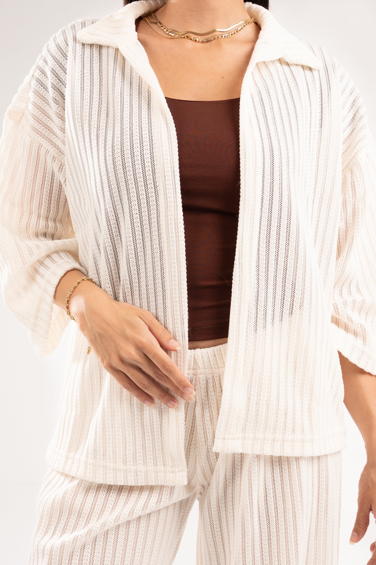 OFF-WHITE SEMI SHEER KNITTED TOP