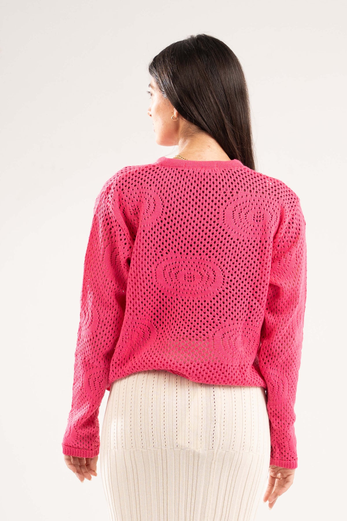 HOT PINK BREEZE CROCHET STRING TOP