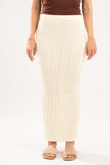 BUTTERMILK YELLOW EVERYDAY LONG KNIT SKIRT