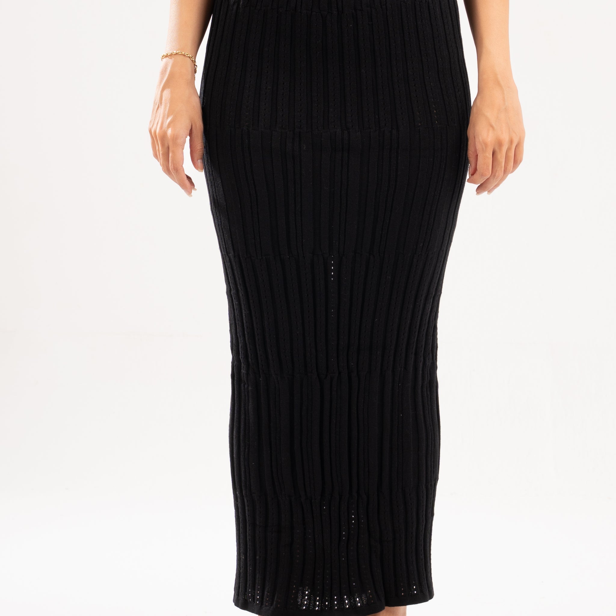 BLACK EVERYDAY LONG KNIT SKIRT