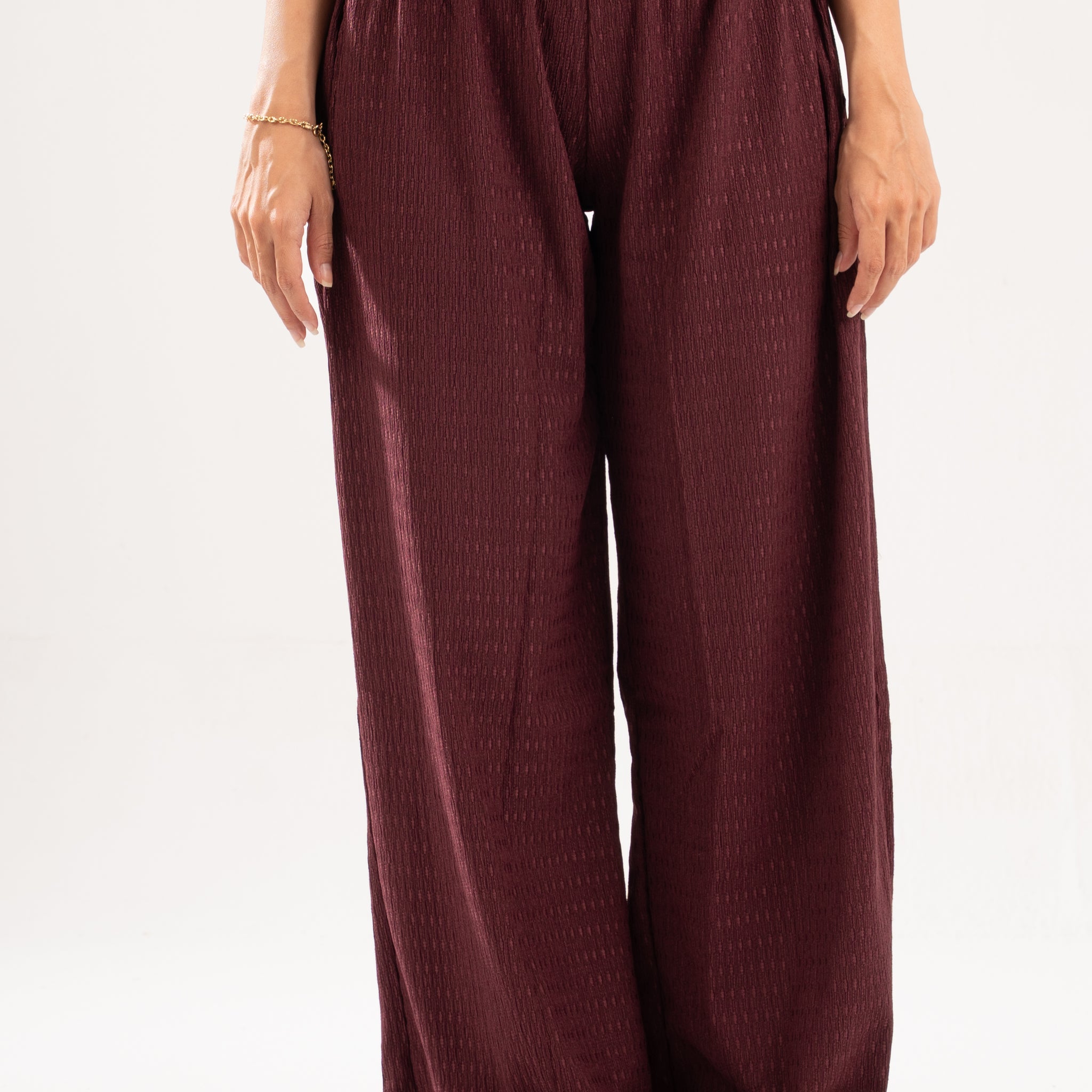BURGUNDY WRINKLED PANTS
