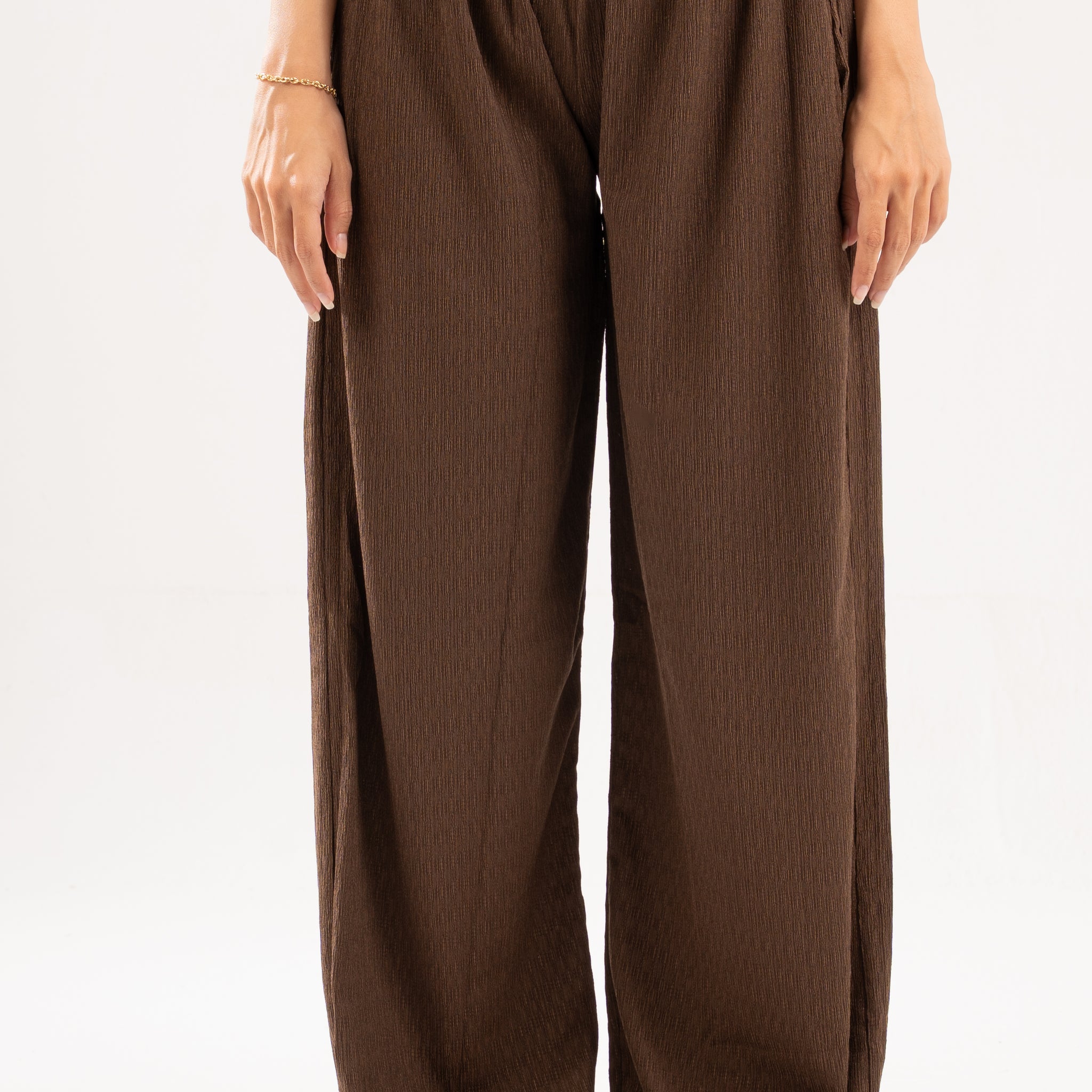 BROWN WRINKLED PANTS