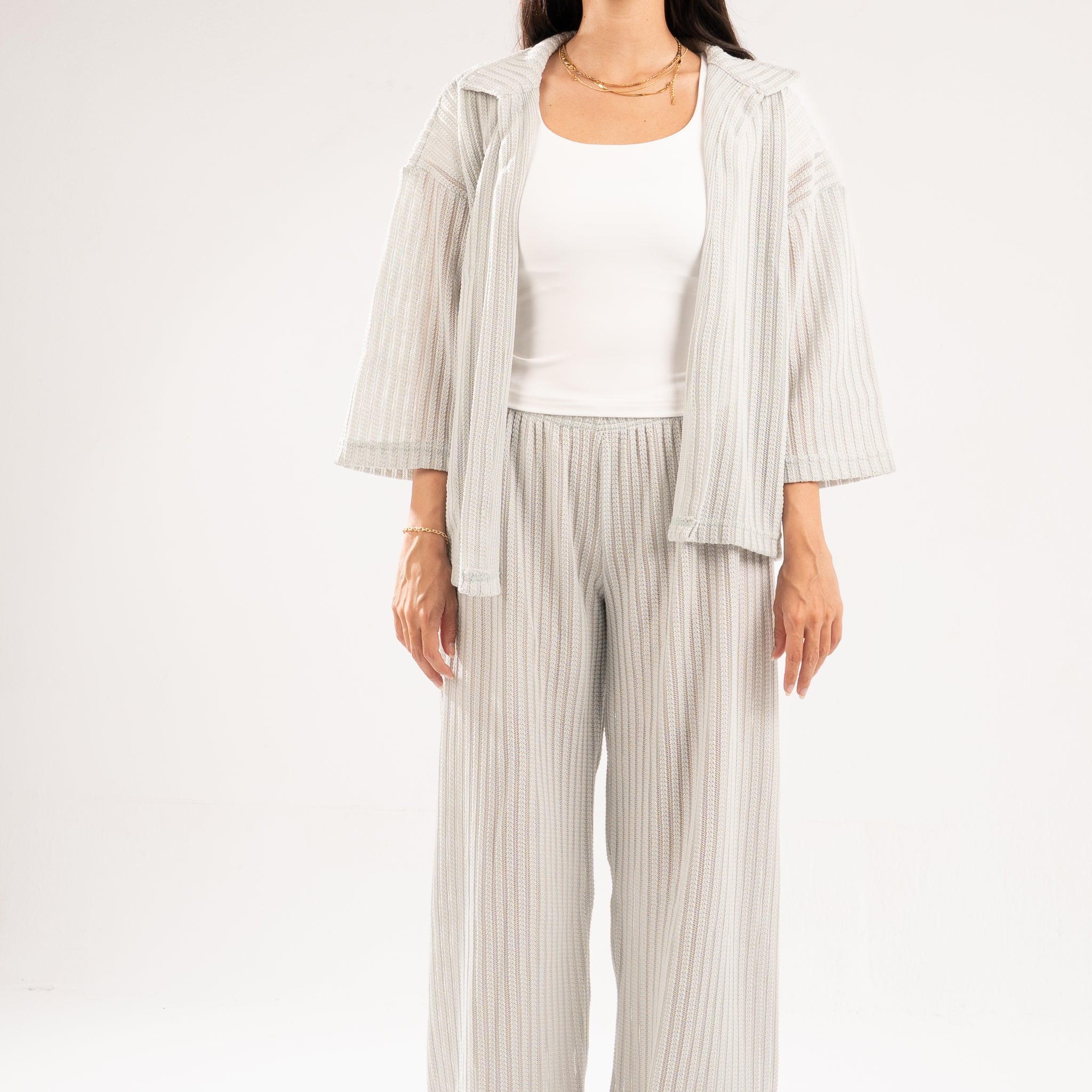 MINT SEMI SHEER KNITTED PANTS