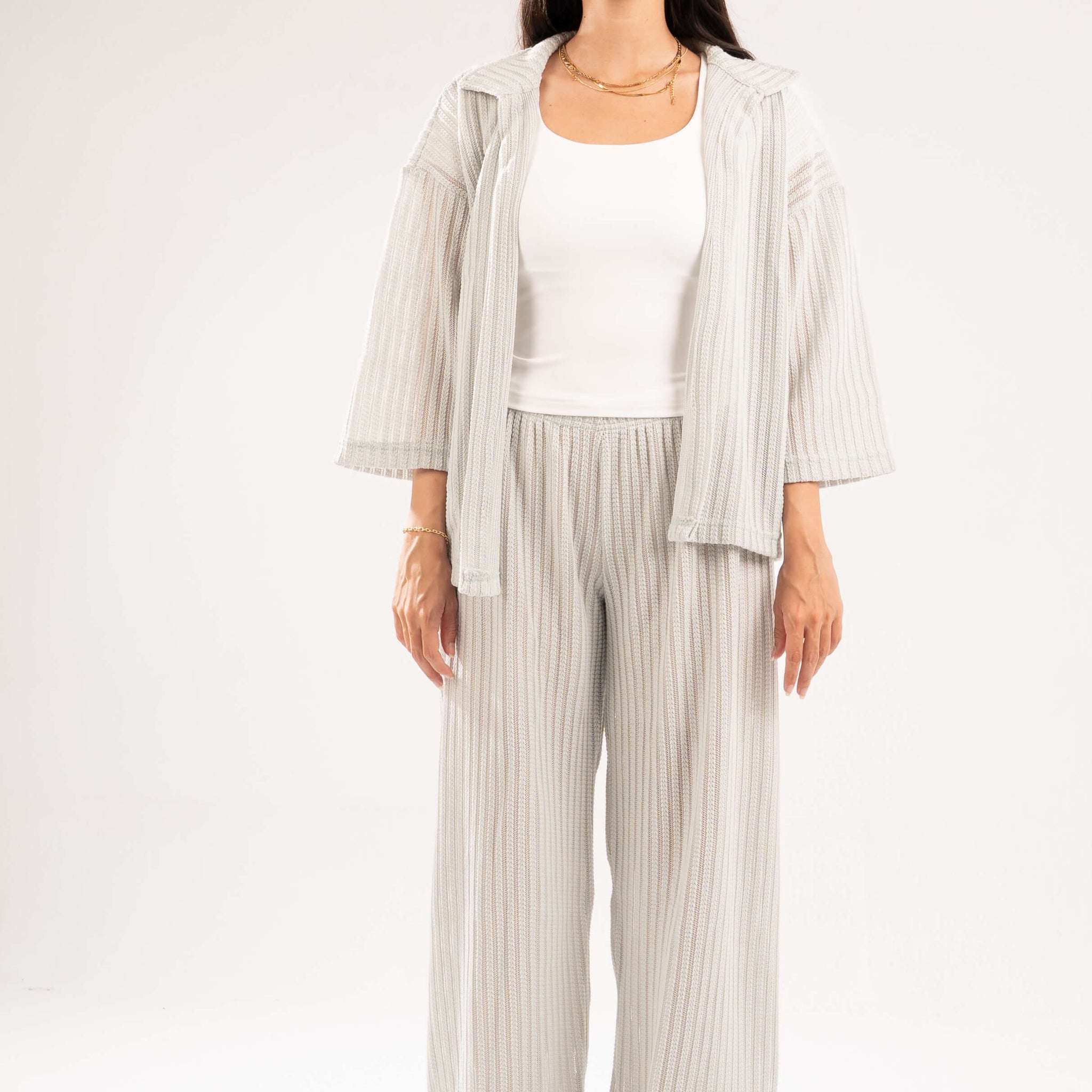 MINT SEMI SHEER KNITTED PANTS