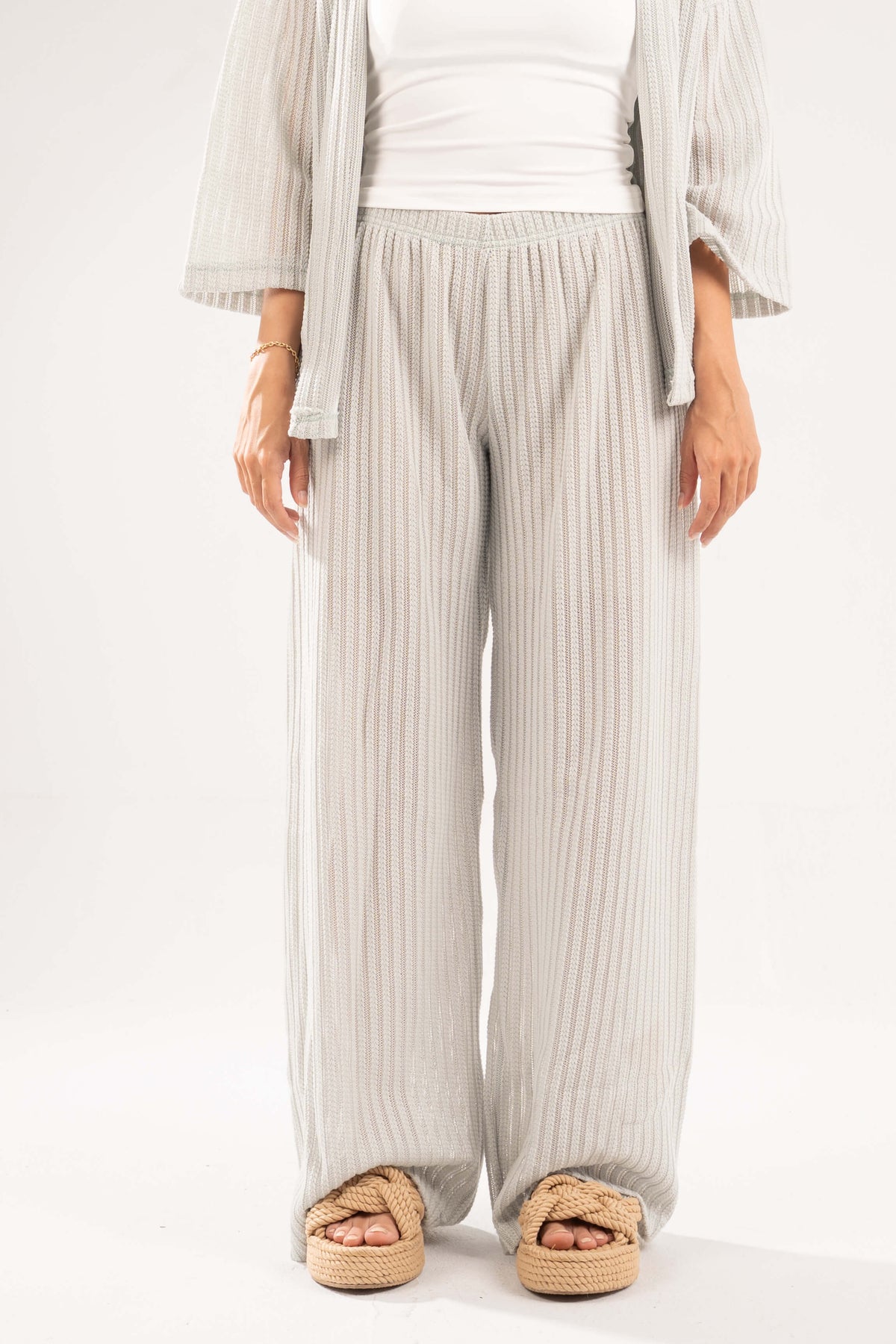 MINT SEMI SHEER KNITTED PANTS