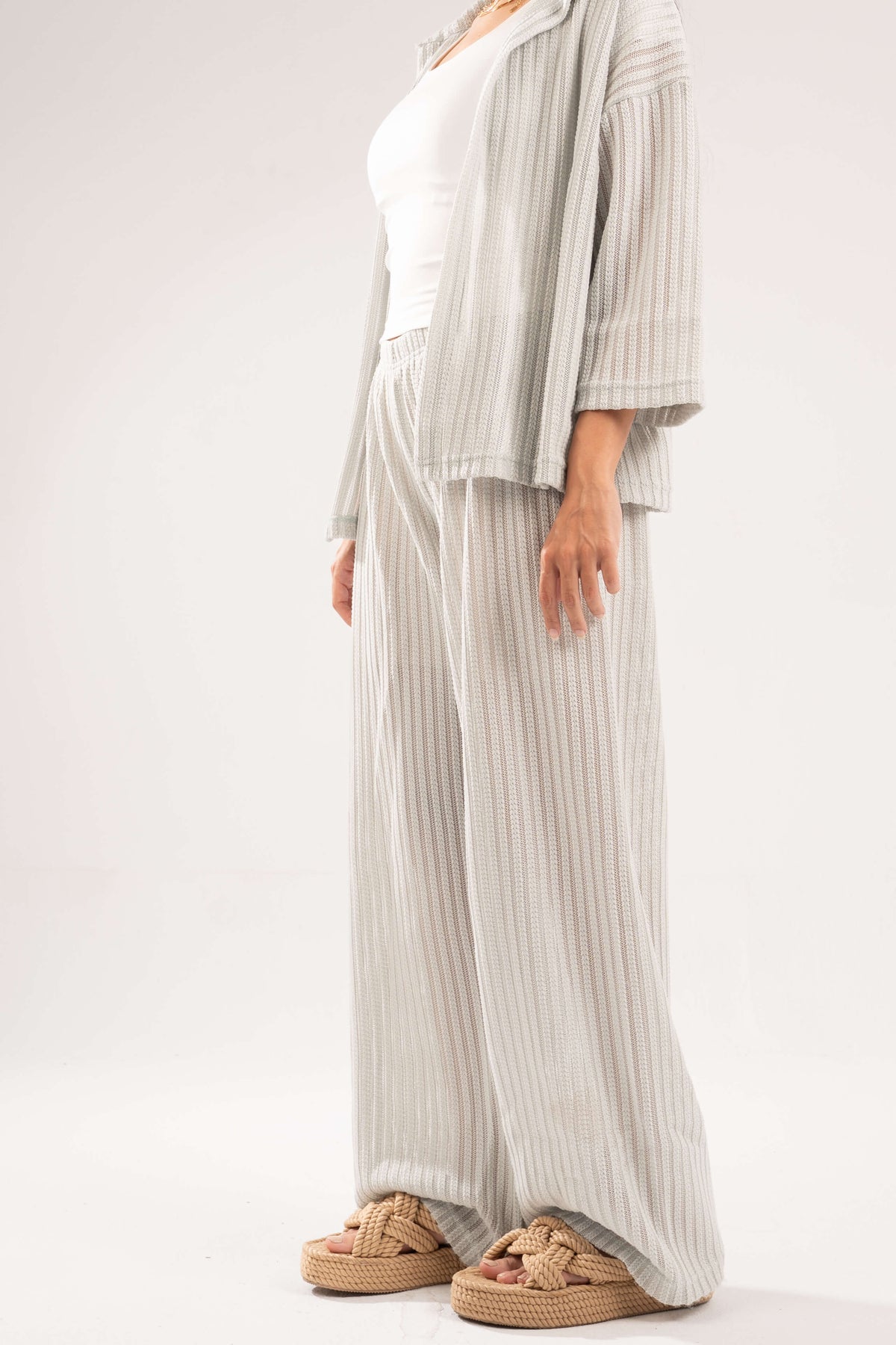 MINT SEMI SHEER KNITTED PANTS