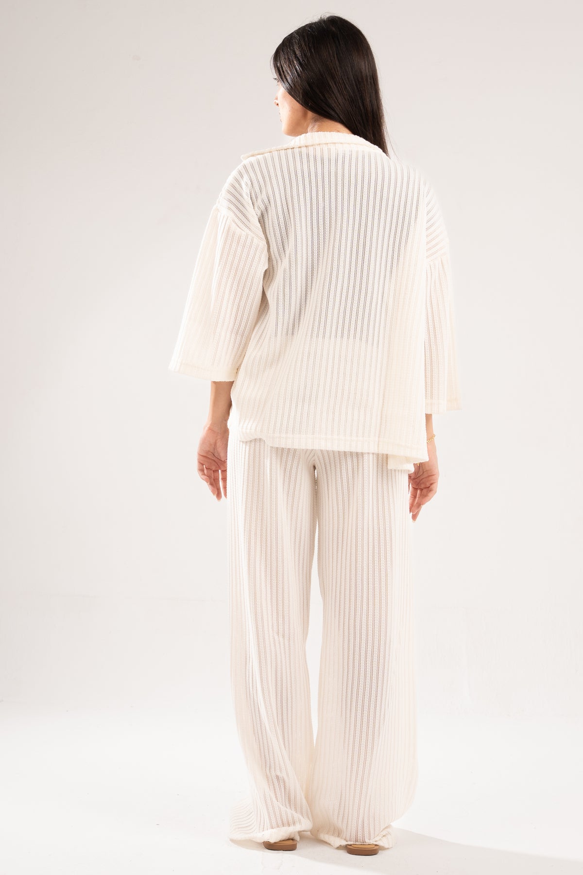 OFF-WHITE SEMI SHEER KNITTED TOP