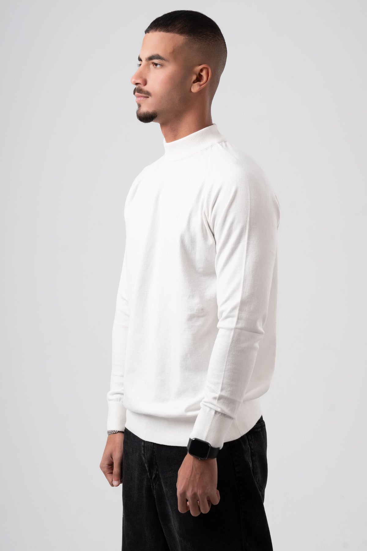 OFF-WHITE HALF COLLAR KNITTED PULLOVER