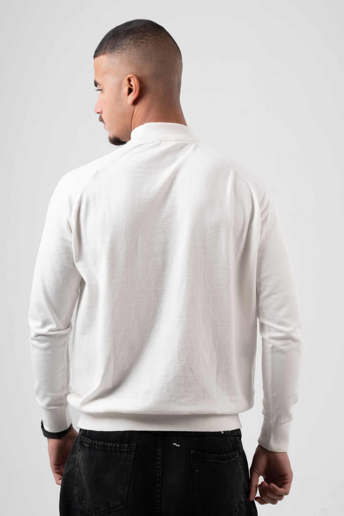 OFF-WHITE HALF COLLAR KNITTED PULLOVER