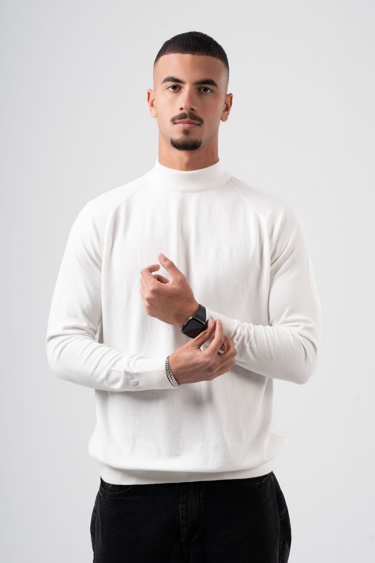 OFF-WHITE HALF COLLAR KNITTED PULLOVER