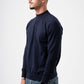 NAVY BLUE HALF COLLAR KNITTED PULLOVER