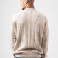 BEIGE BRAIDED KNIT PULLOVER