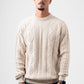BEIGE BRAIDED KNIT PULLOVER