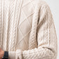BEIGE BRAIDED KNIT PULLOVER