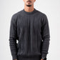 DARK GREY BRAIDED KNIT PULLOVER