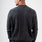DARK GREY BRAIDED KNIT PULLOVER