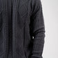 DARK GREY BRAIDED KNIT PULLOVER