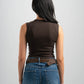 BROWN RIBBED CUT BASIC TOP