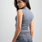 DARK GREY RIBBED CUT BASIC TOP