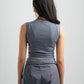 DARK GREY RIBBED CUT BASIC TOP