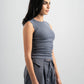 DARK GREY RIBBED CUT BASIC TOP