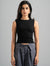 BLACK RIBBED CUT BASIC TOP