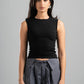 BLACK RIBBED CUT BASIC TOP