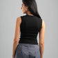 BLACK RIBBED CUT BASIC TOP