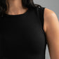BLACK RIBBED CUT BASIC TOP
