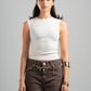 OFF-WHITE RIBBED CUT BASIC TOP