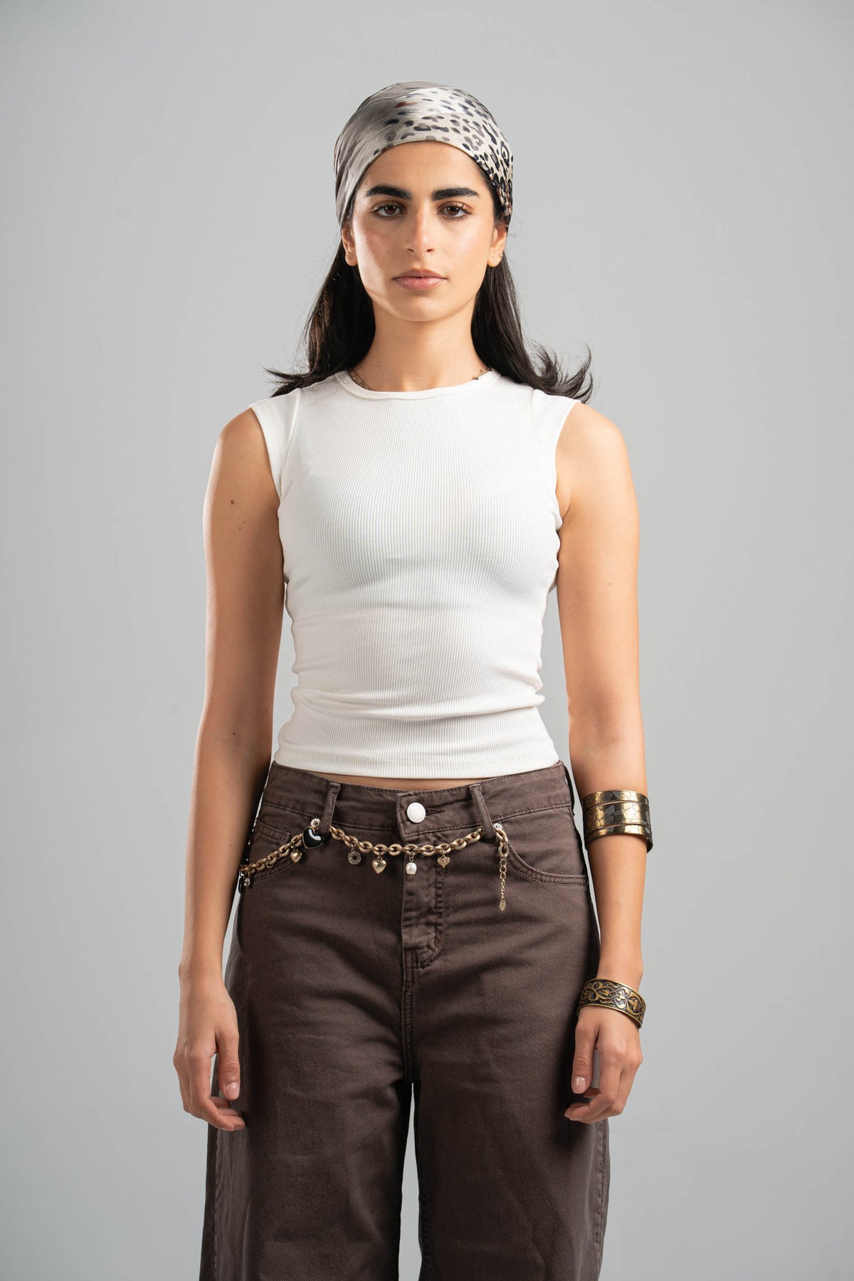 OFF-WHITE RIBBED CUT BASIC TOP