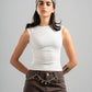 OFF-WHITE RIBBED CUT BASIC TOP